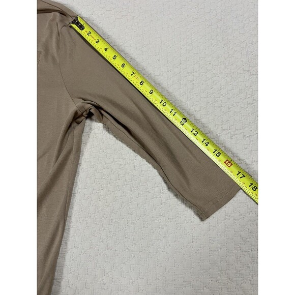 Lauren Ralph Lauren Safari Shirt 3/4 Sleeves Gold Buttons | Tan | Womens Size 1x - Picture 10 of 11